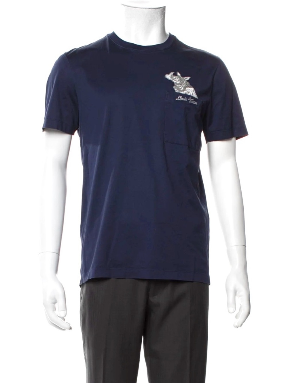 LOUIS VUITTON Rhino Embroidered Pocket Cotton T-Shirt // M